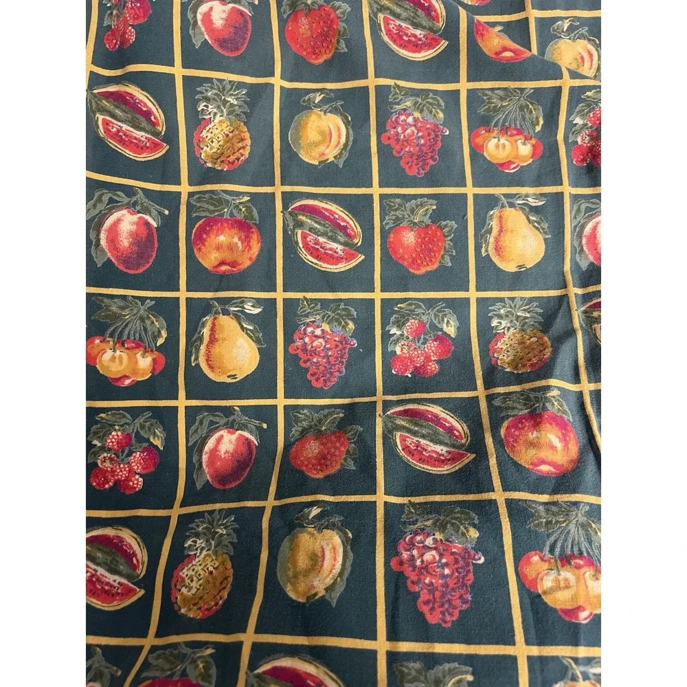 VTG April Cornell Fruit Tablecloth Green‎ Floral Cotton French Country ~ 47x66